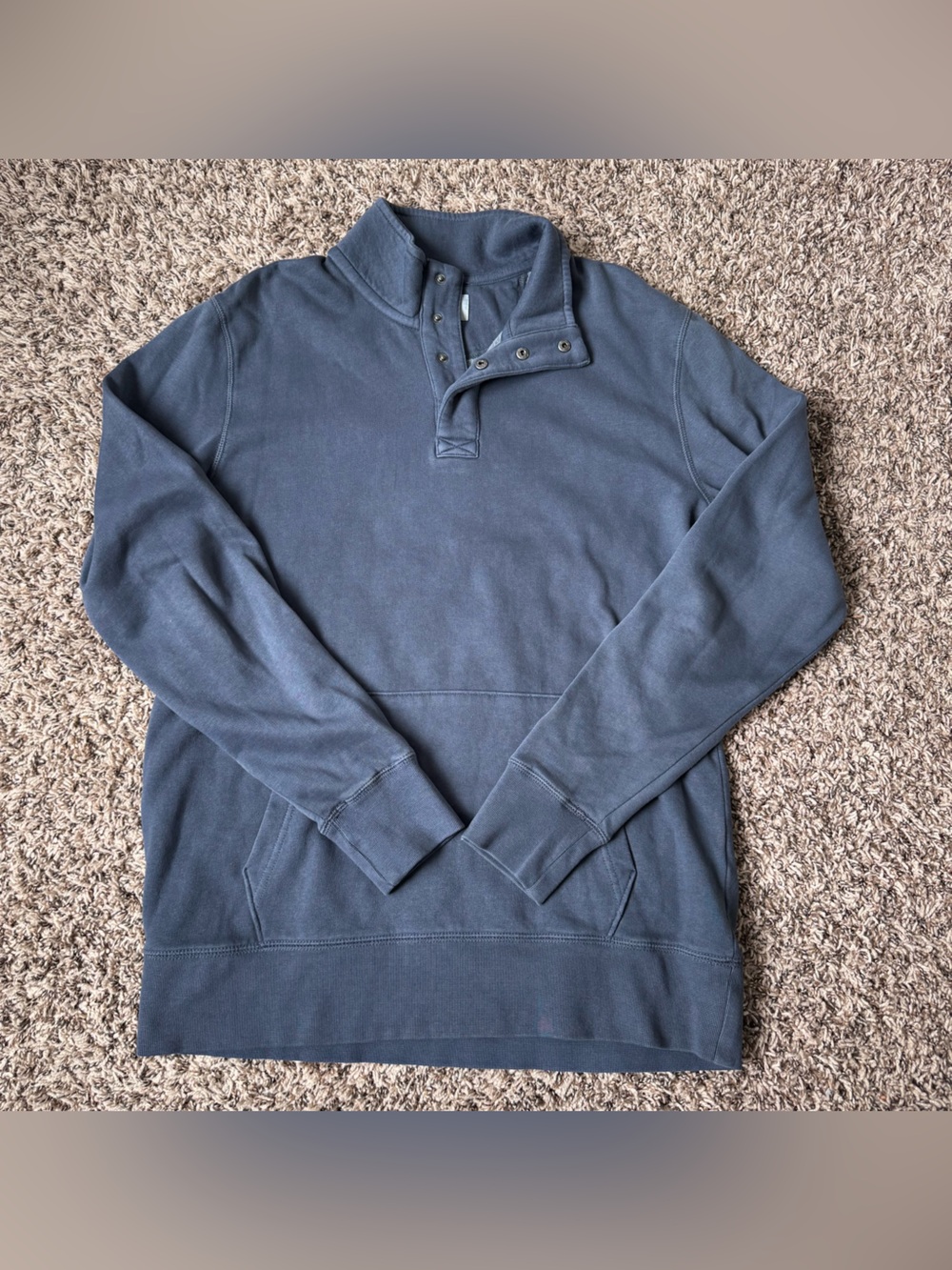 AE Minimalist Snap Neck Henley Pullover Slate Grey/Blue